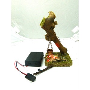 Tree with bivouac and pot Cm 8x8x15h + Light + Power Supply Fire Nativity TD