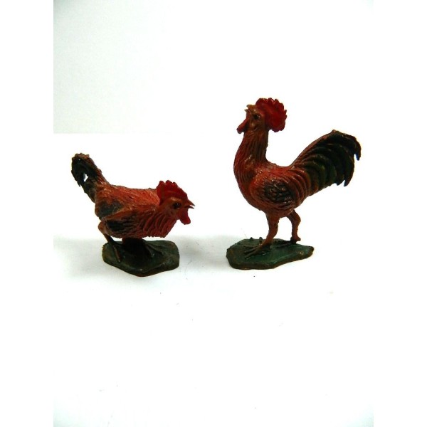 Roosters 2 Pcs for Tall Shepherds Cm 12/13 - Animals from Courtyard Nativity Farm