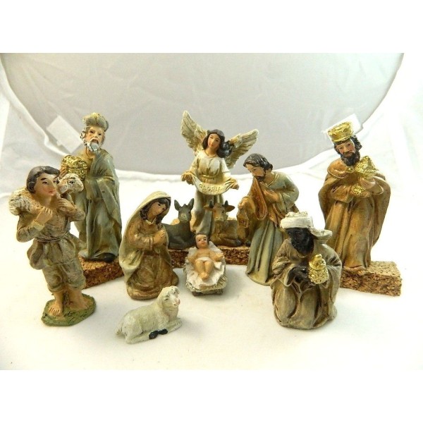 Resin Nativity 8 Cm Holy Family 11 Pcs Chores School Pastors Nativity Scene