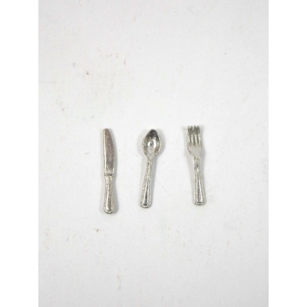 Set 3pcs Metal Cutlery Cm 2 Fork Knife Spoon Nativity Accessories