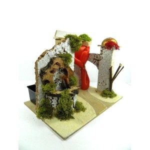 Arab House with Working Fountain Cm 14x20x16h Palestinian Nativity Scenography