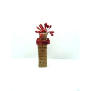 Column with Vase of Flowers Cm 1,45x1,5x8h Home Furnishing Scenography for Nativity Scene