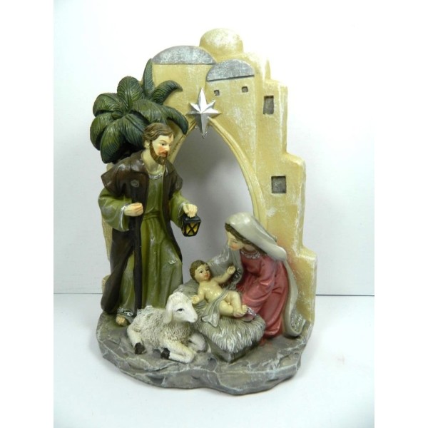 Nativity with Landscape Cm 7x13x18h - Holy Family Gift Idea Christmas Nativity