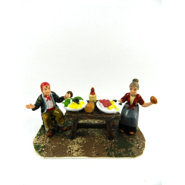 Prepared table with characters 7/8 cm Osteria Cucina Scena Pastori Nativity Scene