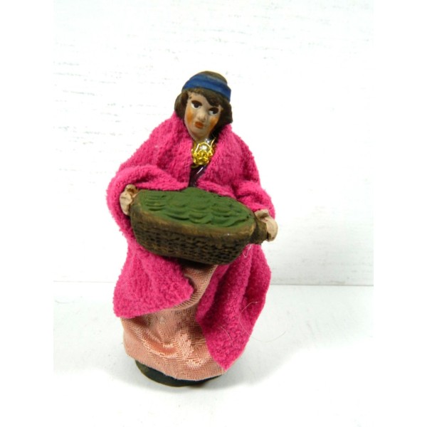Shepherd with Ricotta with Cloth Clothes Cm 10 in Neapolitan Terracotta Nativity Scene
