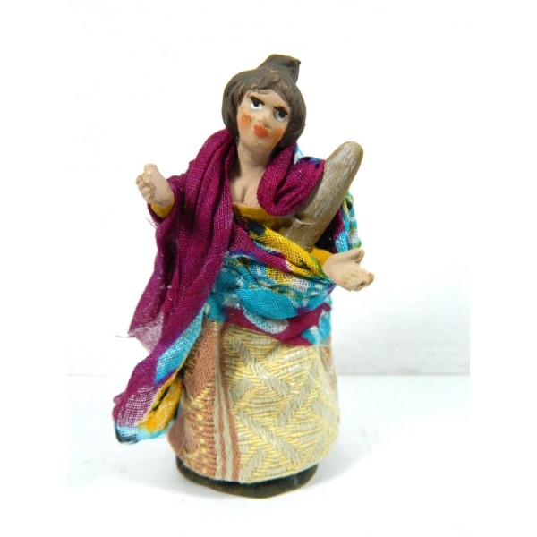 Woman with Lemon Basket with Cloth Clothes Cm10 in Neapolitan Terracotta Nativity Scene