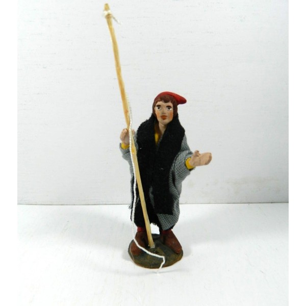 Farmer with Straw with Cloth Clothes Cm 10 in Neapolitan Terracotta Nativity Scene