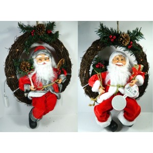 Out of Door Garland with Lights and Santa Claus cm 35 - Christmas decorations