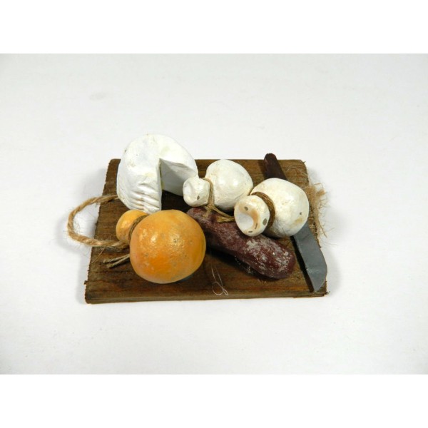 Chopping board with meat, cold cuts and cheeses for tall shepherds 30/40 cm Taverna Nativity
