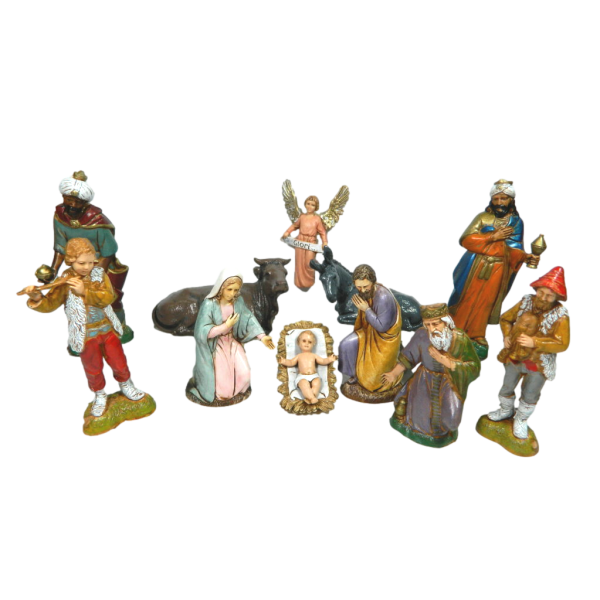 Complete Nativity 11 PZ Landi Moranduzzo CM 10 - Holy Family Shepherds Nativity Scene