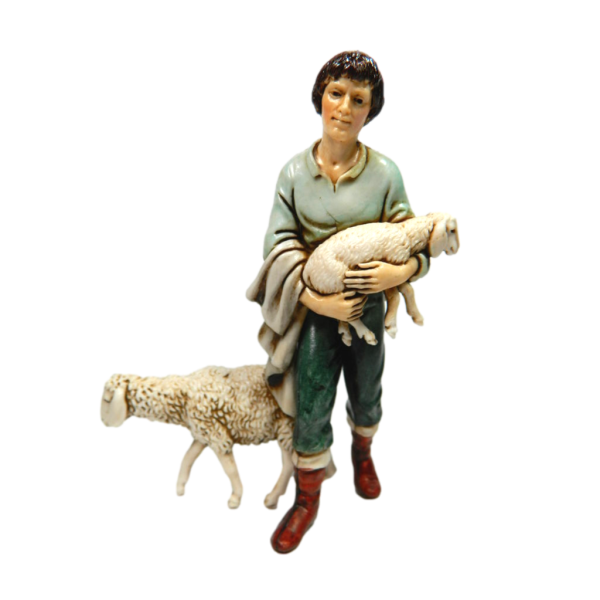 Pecoraio con Pecore Landi Moranduzzo Cm 11 - Sacra Famiglia Pastori per Presepe