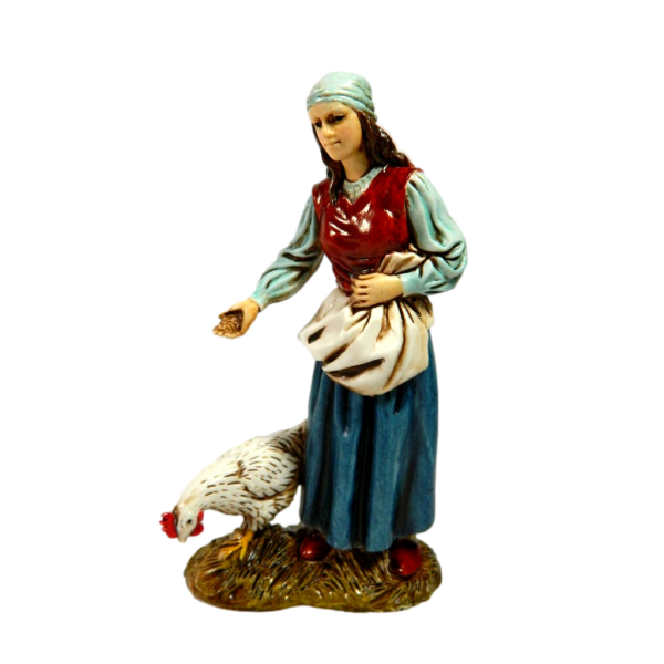 Peasant Shepherd with Hen Landi Moranduzzo 12 Cm - Shepherds Nativity