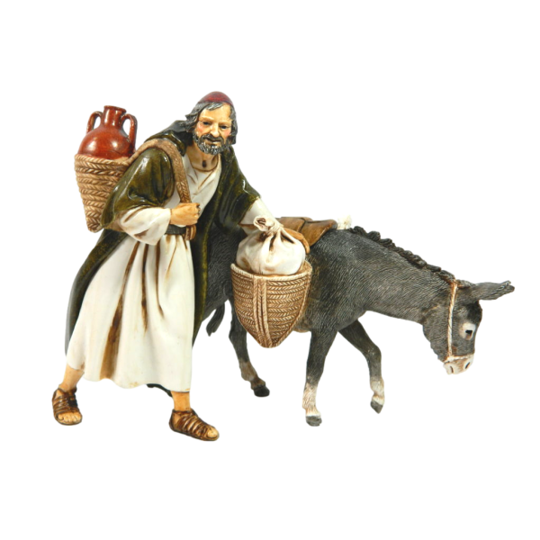 Shepherd Wayfarer with Donkey Landi Moranduzzo 13 Cm - Shepherds Nativity