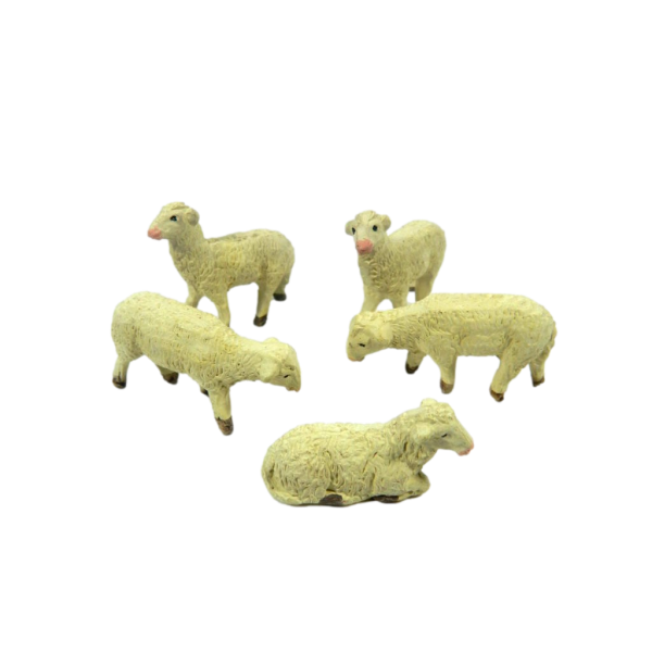 Set 5 Assorted Terracotta Sheep for High Shepherds Cm 7/8 - Nativity Animals