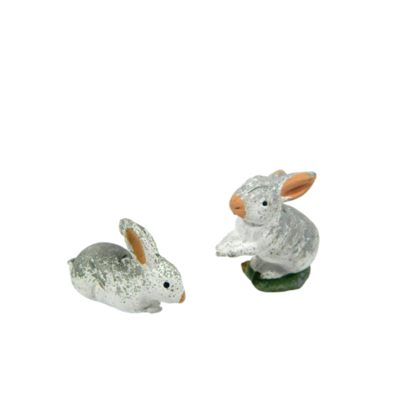 Famiglia di 2 Conigli in Terracotta per Pastori Alti Cm 7/8 - Animali per Presepe
