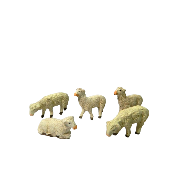 Set 5 Assorted Terracotta Sheep for Tall Shepherds Cm 9/10 Flock of Animals Nativity Scene