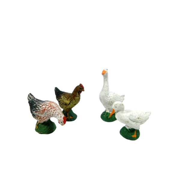 Set 4 pcs Terracotta Hens and Geese for Tall Shepherds Cm 9/10 Animals Nativity
