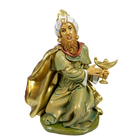 Presepe Completo Set Natività Sacra Famiglia 4 Pezzi con Paesaggio cm 10  (3,9 inch) Villaggio Presepe Euromarchi con luci