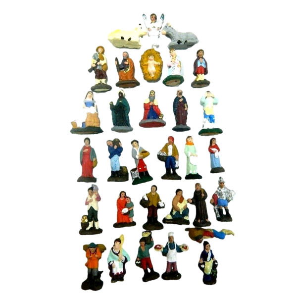 Complete Set 25 Shepherds in Terracotta Cm 3,5 - Shepherds Nativity