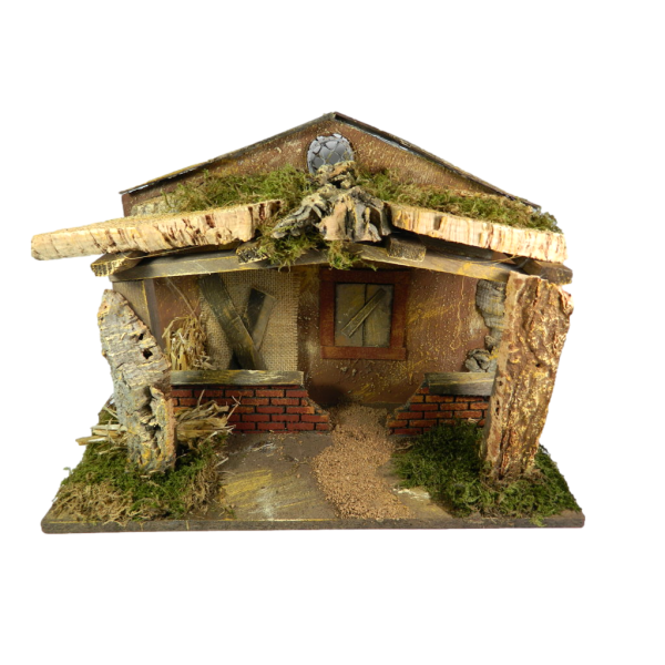 Artisan Hut Cm 18x42x31h Grotto Landscape + Choice Shepherds Nativity Scene