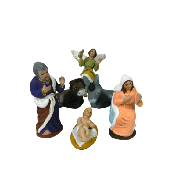 Nativity 6 Pcs in Neapolitan Terracotta Cm 7 - Holy Family Shepherds Nativity Scene