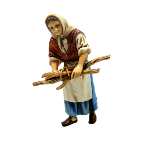 Shepherd Woman with Wood Woodcut Landi Moranduzzo Cm 10 - Pastry Crib