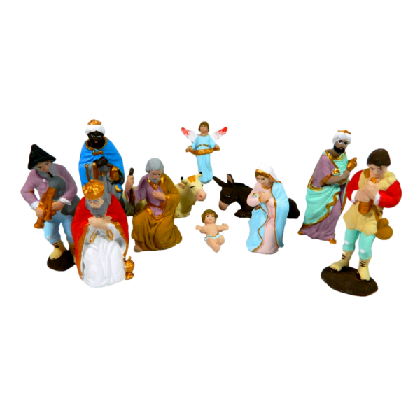Nativity 11 Pcs in Terracotta Cm 7 - Holy Family Shepherds for Nativity Scene