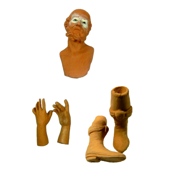 Modular Terracotta Shepherd 20/25 Cm - White Wise Man Head Hands and Feet