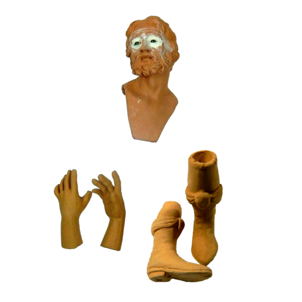 Modular Terracotta Shepherd 20/25 Cm - Mulatto Wise Man Head Hands and Feet