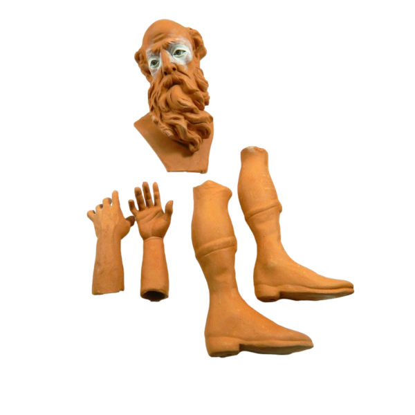 Modular Terracotta Shepherd Cm 35/40 - White Wise Man Head Hands and Feet