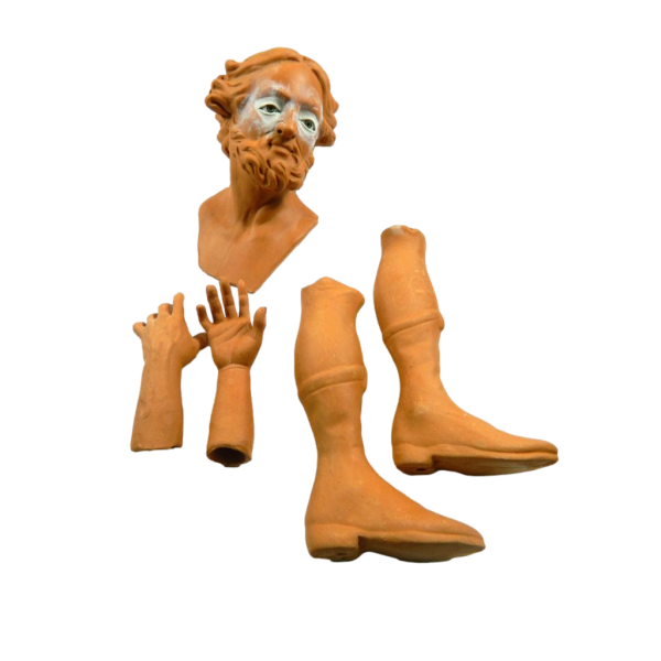 Modular Terracotta Shepherd Cm 35/40 - Mulatto Wise Man Head Hands and Feet
