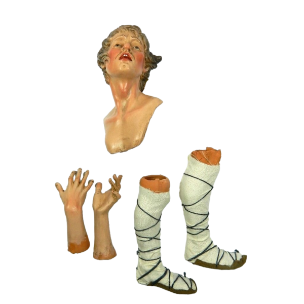 Modular Shepherd Painted in Terracotta Cm 35/40 Marveled Head Hands Feet