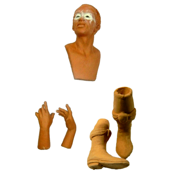 Modular Terracotta Shepherd 20/25 Cm - Dark Wise Man Head Hands and Feet