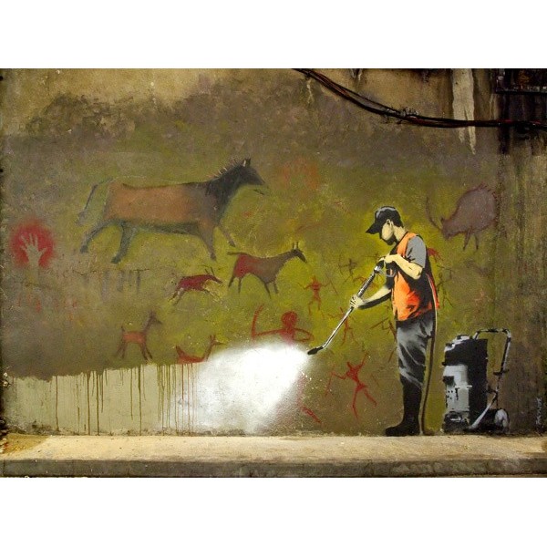 Quadro Graffiti Leake Street Banksy Stampa su Mdf o Tela Swarovski Pannello