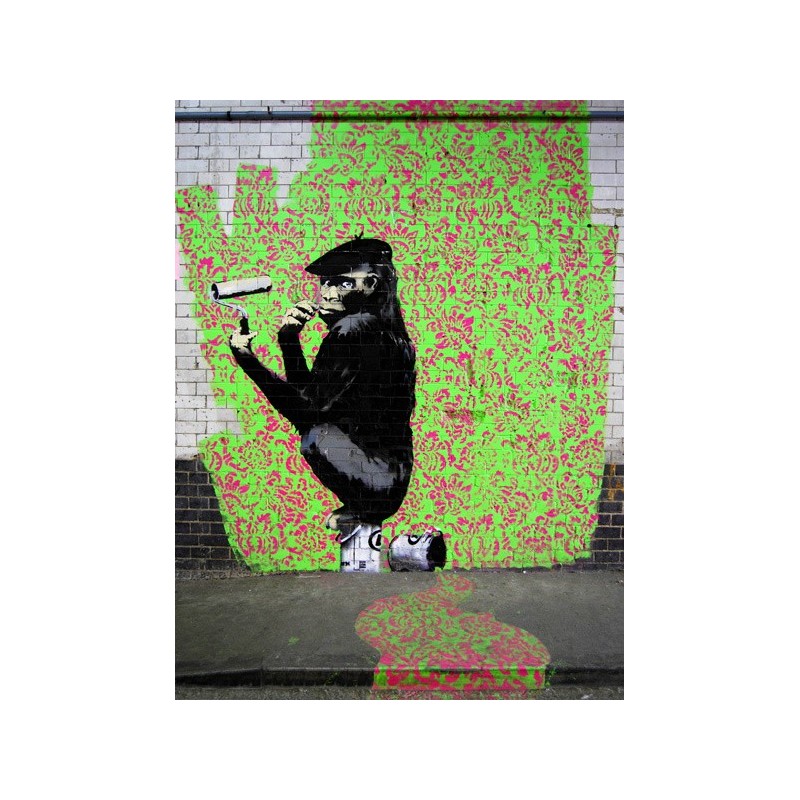 Quadro Graffiti Murales Scimmia Londra Leake Street Stampa su Mdf Tela  Swarovski