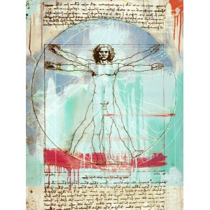 Quadro Uomo Vitruviano 2.0 Da Vinci Pop Art Stampa su Mdf o Tela Swarovski