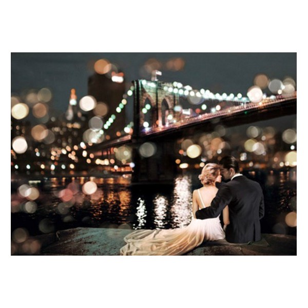 Quadro Bacio a New York Ponte Brooklyn Stampa su Mdf o Tela Swarovski Pannello
