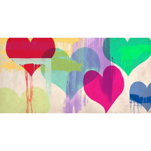 Quadro Murales Cuori Amore Pop Art Stampa su Mdf o Tela Swarovski Pannello