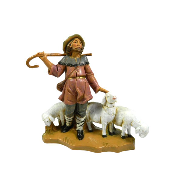 Pastore Pecoraio con Gregge Fontanini Cm 12 Pecore Pastori per Presepe