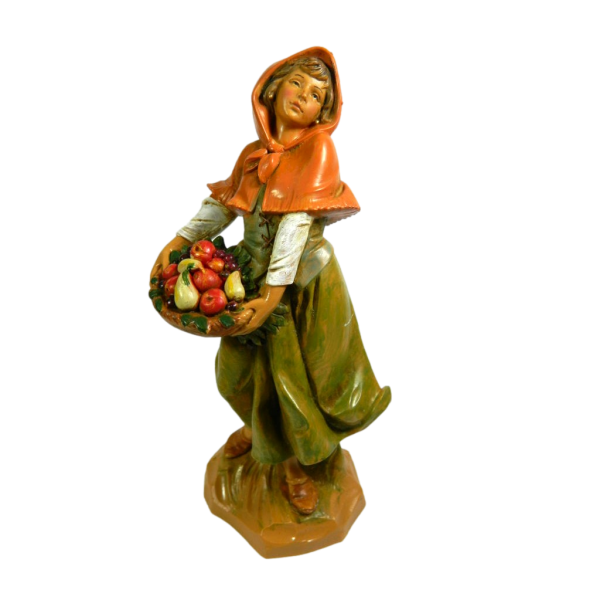 Girl with Fruit Basket Fontanini 19 Cm Greengrocer Shepherds for Nativity Scene