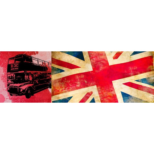 Quadro Bandiera Londra UK Pulman Stampa su Mdf o Tela Swarovski Pannello Casa