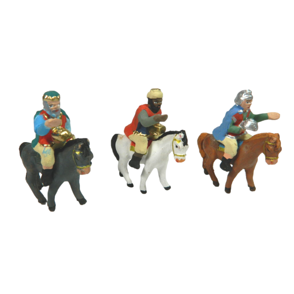 Tris Magi on Horseback in Terracotta Cm 4.5 - Nativity Shepherds for Nativity Scene