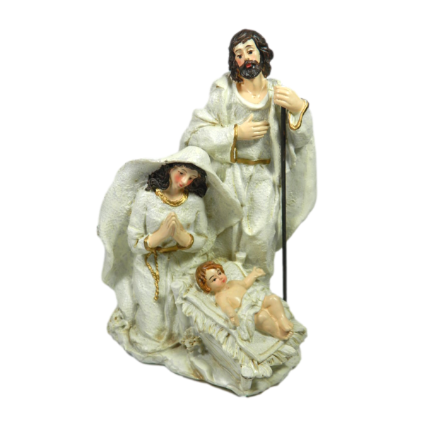 Nativity in White Cm 12x14x20h - Holy Family Triptych Shepherds Nativity Scene