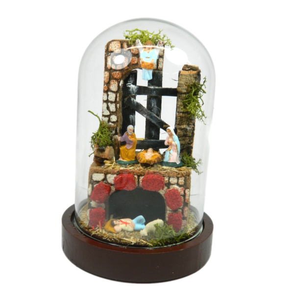 Neapolitan Nativity in Glass Bell Cm 11x17h Craft Gift Idea