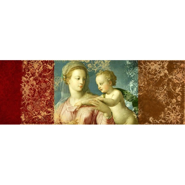Quadro Madonna con Bimbo Vergine Bronzino Stampa su Mdf Tela Swarovski Pannello
