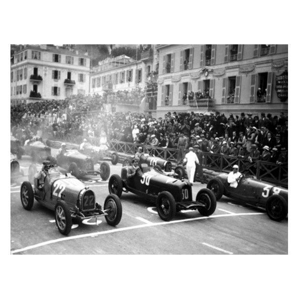 Quadro Partenza Grand Prix Monaco 1932 DELIUS Foto Stampa su Mdf Tela Swarovski