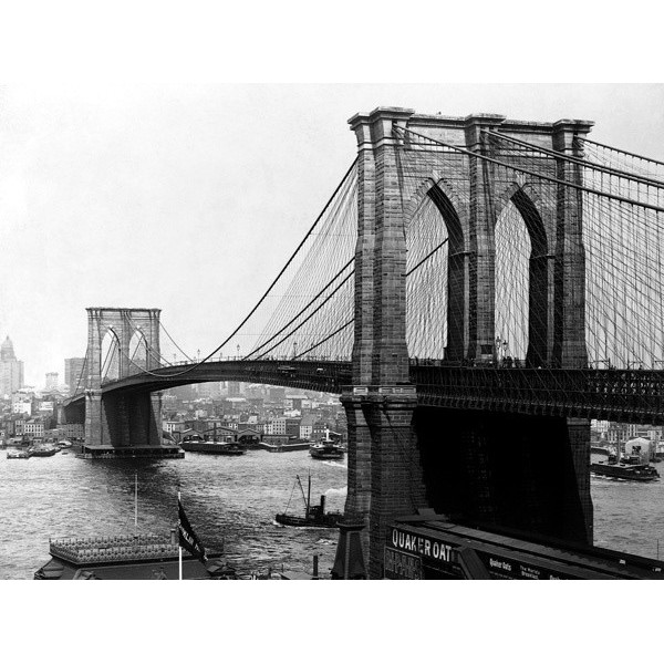 Quadro Ponte Brooklyn New York 1900 Foto Stampa su Mdf o Tela Swarovski Pannello