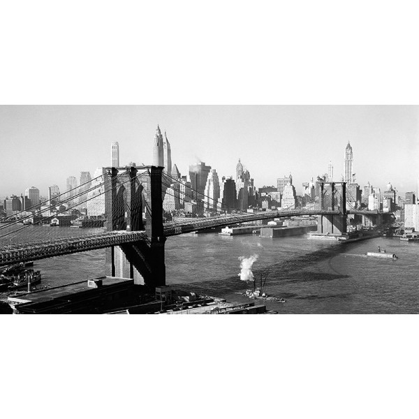 Quadro Ponte Brooklyn Manhattan New York 1930 Foto Stampa su Mdf Tela Swarovski