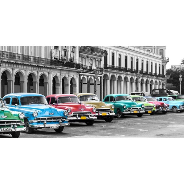 Quadro Parcheggio Auto Havana Cuba Foto Stampa Mdf Tela Swarovski Pannello Casa