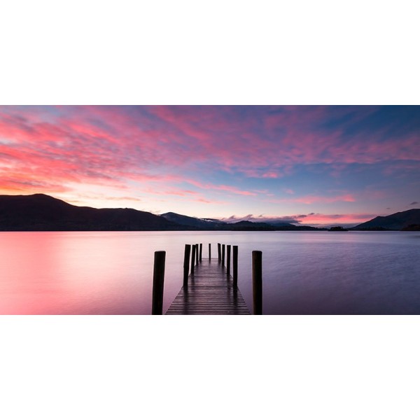 Quadro Lago al Crepuscolo Regno Unito Stampa su Mdf Tela Swarovski Pannello Foto